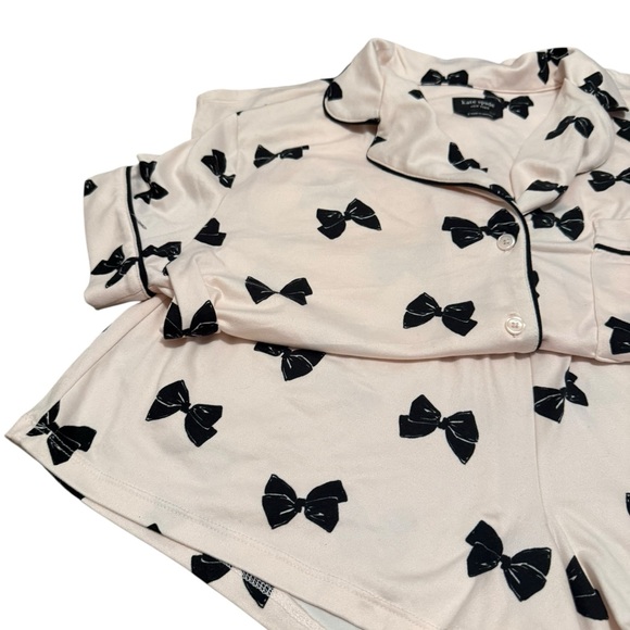 EUC Kate Spade Pink and Black Bow Pajamas - Picture 2 of 8